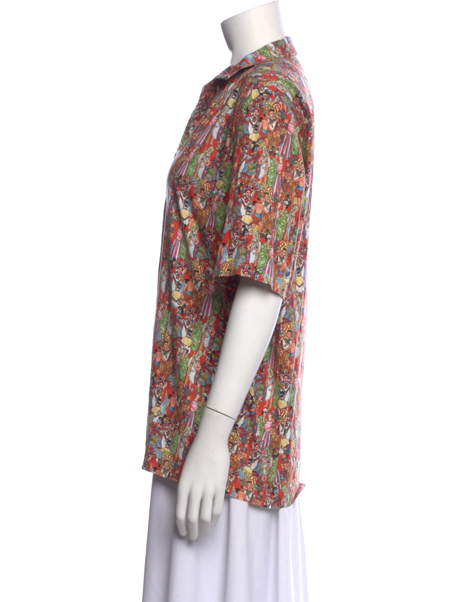 Roi du Lac Patterned Short Sleeve Button-Up Top