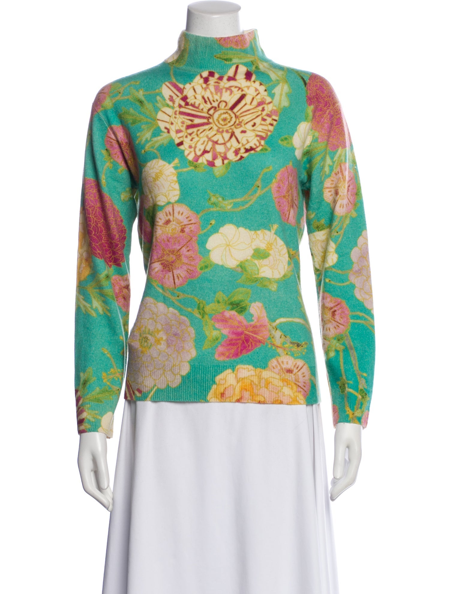 Roi du Lac Cashmere Floral Print Sweater