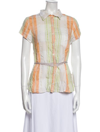 Richards Striped Short Sleeve Button-Up Top