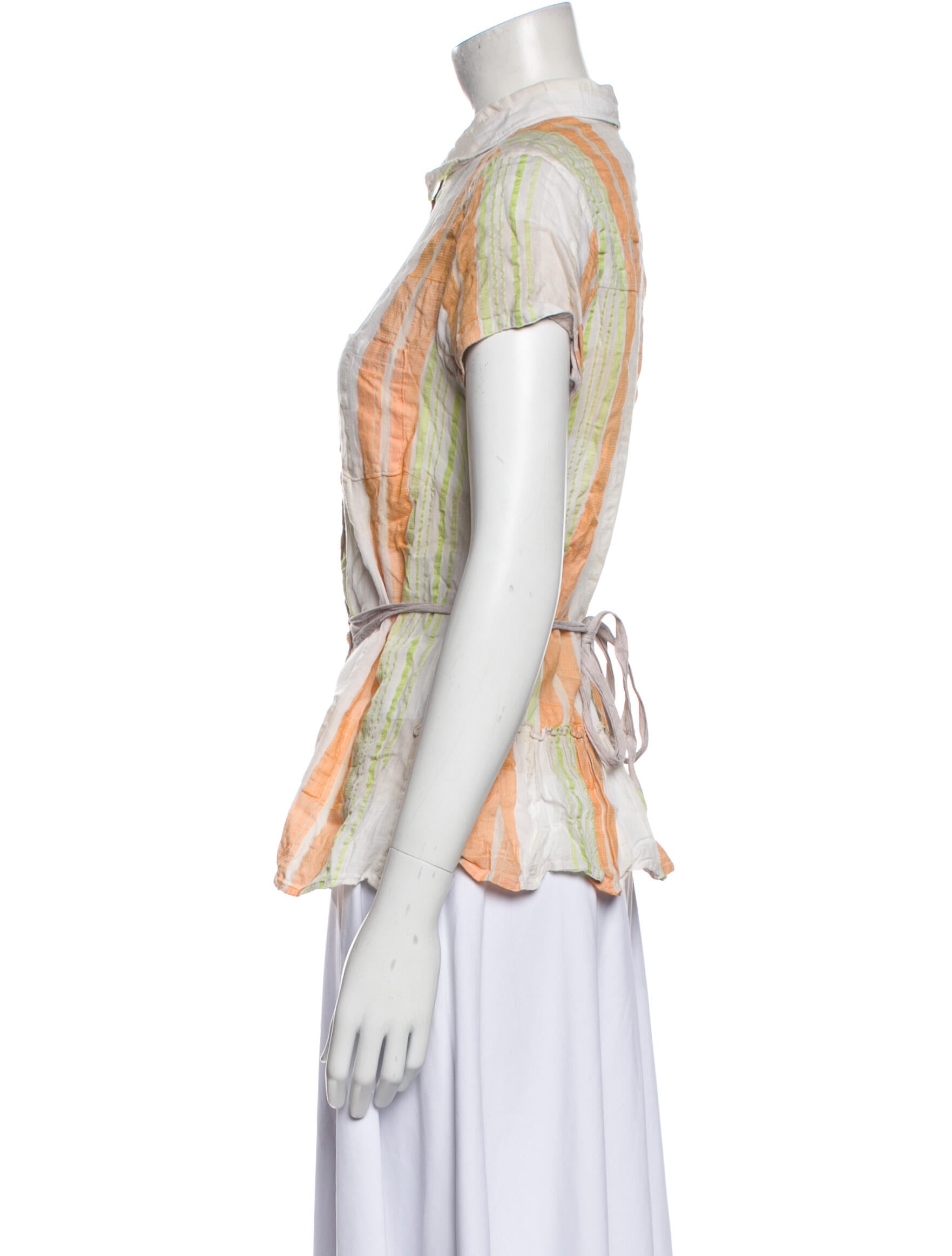 Richards Striped Short Sleeve Button-Up Top