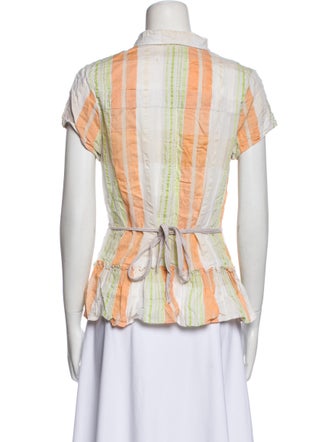 Richards Striped Short Sleeve Button-Up Top