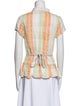 Richards Striped Short Sleeve Button-Up Top