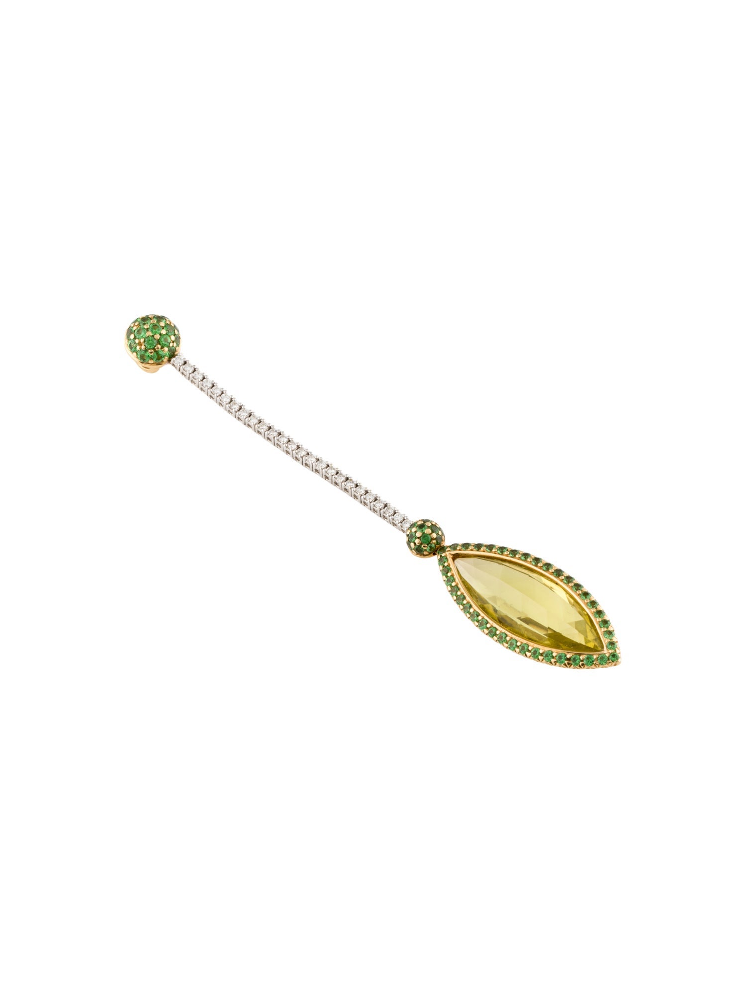 Rodney Rayner 18K Two-Tone Diamond ,Tsavorite Garnet & Quartz Drop Pendant