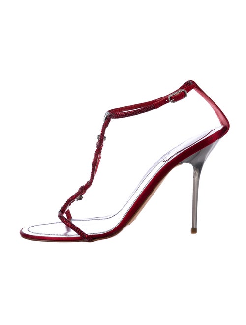 René Caovilla T-Strap Sandals Red