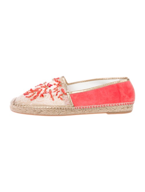 René Caovilla Lace Pattern Beaded Accents Espadril