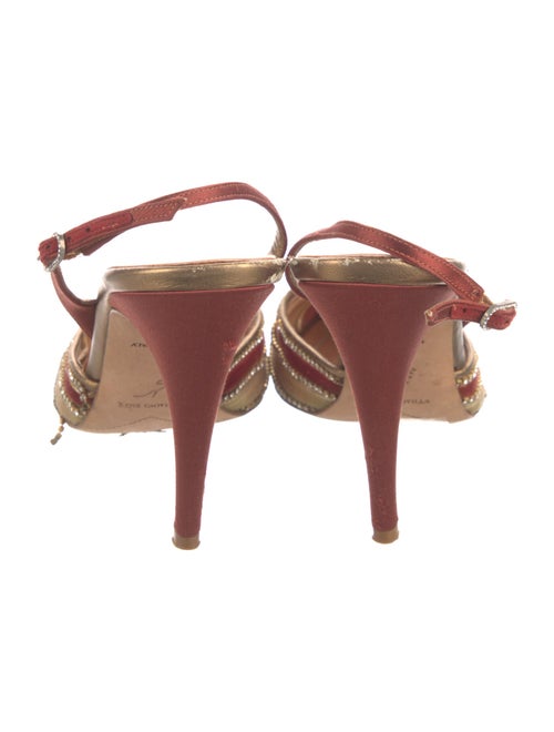 René Caovilla Satin Colorblock Pattern Slingback Pumps