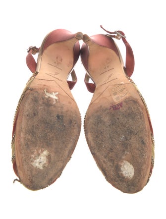 René Caovilla Satin Colorblock Pattern Slingback Pumps