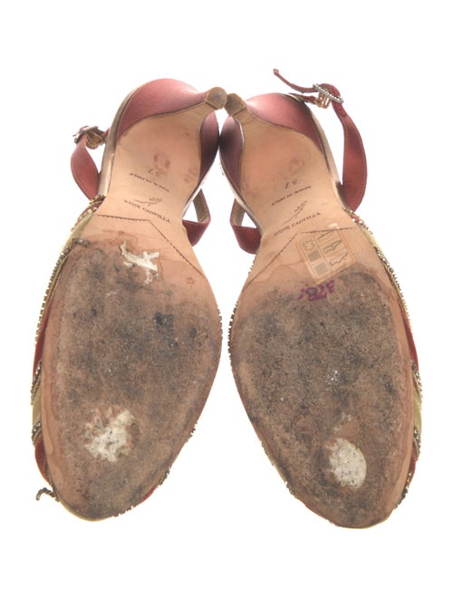 René Caovilla Satin Colorblock Pattern Slingback Pumps