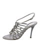 René Caovilla Leather Crystal Embellishments Slingback Sandals