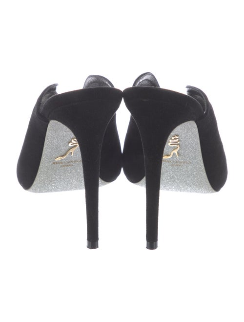 René Caovilla Suede Crystal Embellishments Slides
