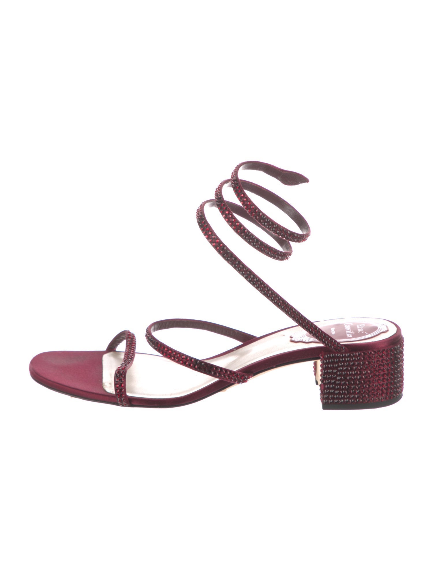 René Caovilla Satin Crystal Embellishments Sandals