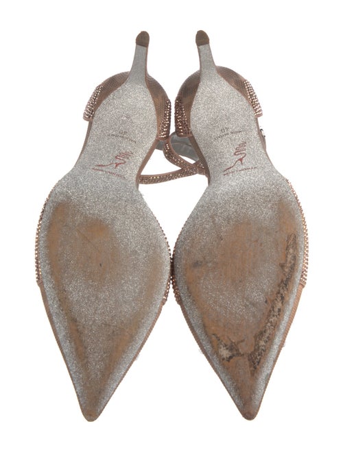 René Caovilla Leather Crystal Embellishments T-Strap Pumps