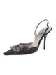 René Caovilla Mesh Beaded Accents Slingback Pumps