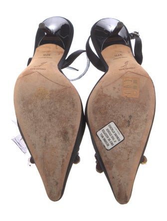 René Caovilla Mesh Beaded Accents Slingback Pumps