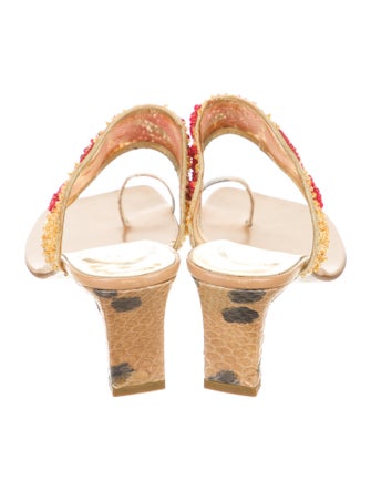 René Caovilla Leather Sequin Embellishments Slides