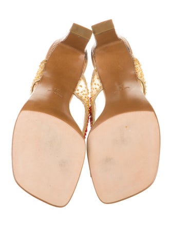 René Caovilla Leather Sequin Embellishments Slides