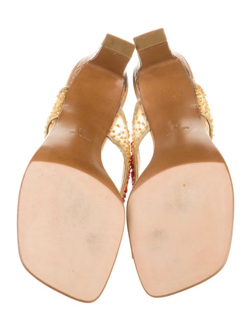 René Caovilla Leather Sequin Embellishments Slides