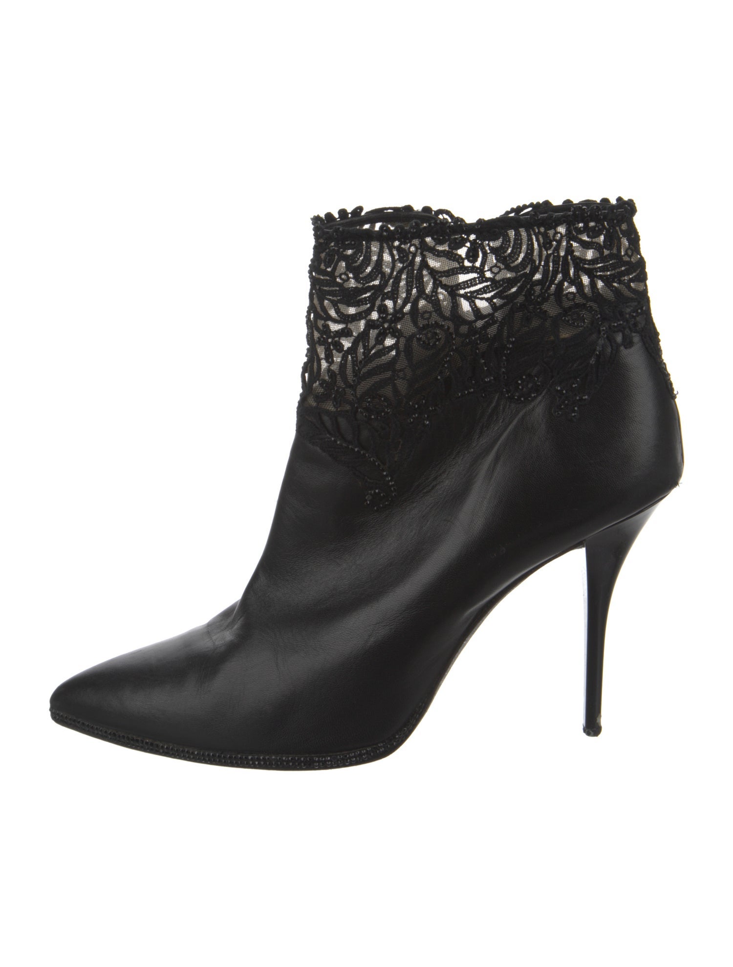 René Caovilla Leather Glitter Accents Boots
