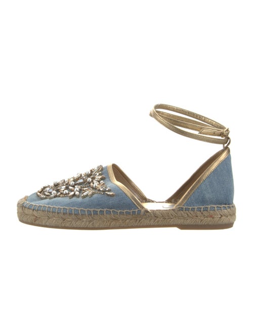 René Caovilla Denim Crystal Embellishments Espadrilles