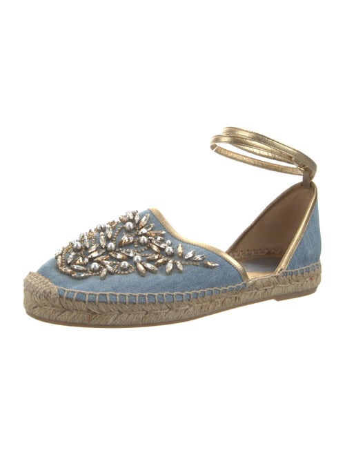 René Caovilla Denim Crystal Embellishments Espadrilles