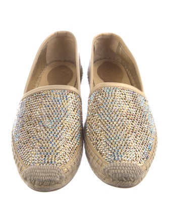 René Caovilla Leather Crystal Embellishments Espadrilles