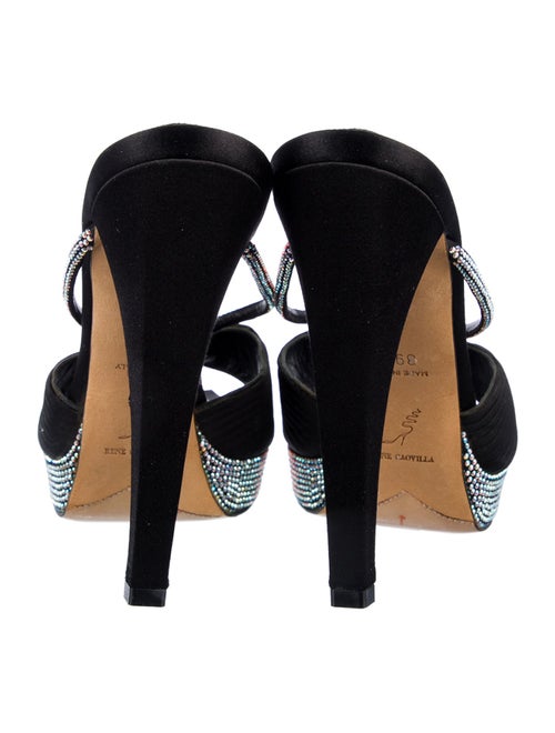 René Caovilla Satin Crystal Embellishments Slides