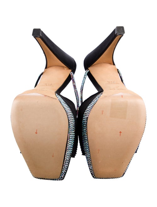 René Caovilla Satin Crystal Embellishments Slides