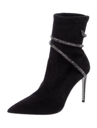 René Caovilla Suede Crystal Embellishments Sock Boots