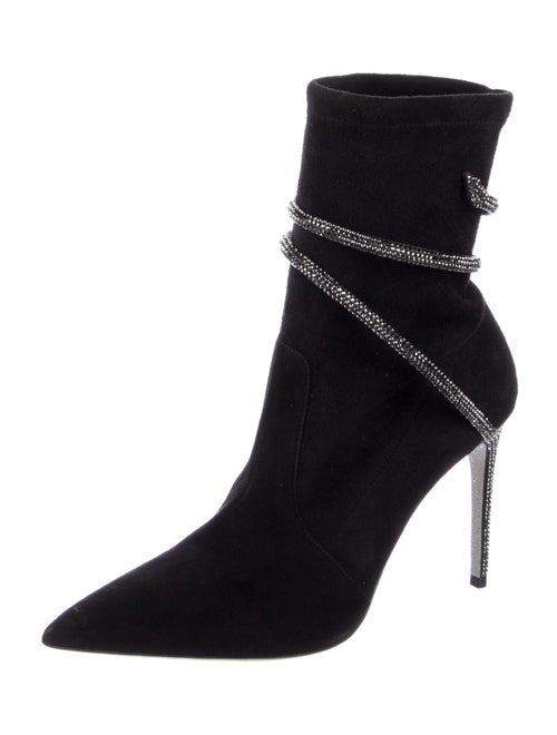 René Caovilla Suede Crystal Embellishments Sock Boots