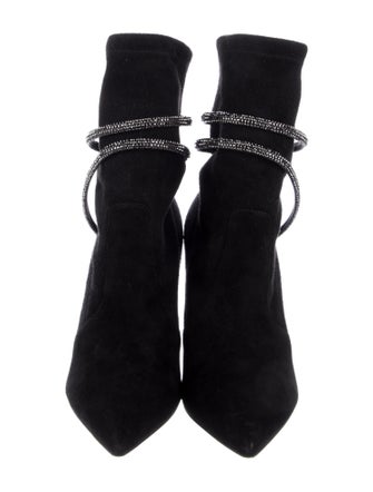 René Caovilla Suede Crystal Embellishments Sock Boots