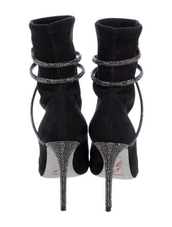 René Caovilla Suede Crystal Embellishments Sock Boots