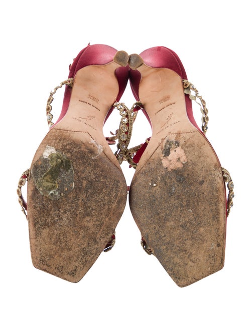 René Caovilla Satin Crystal Embellishments T-Strap Sandals