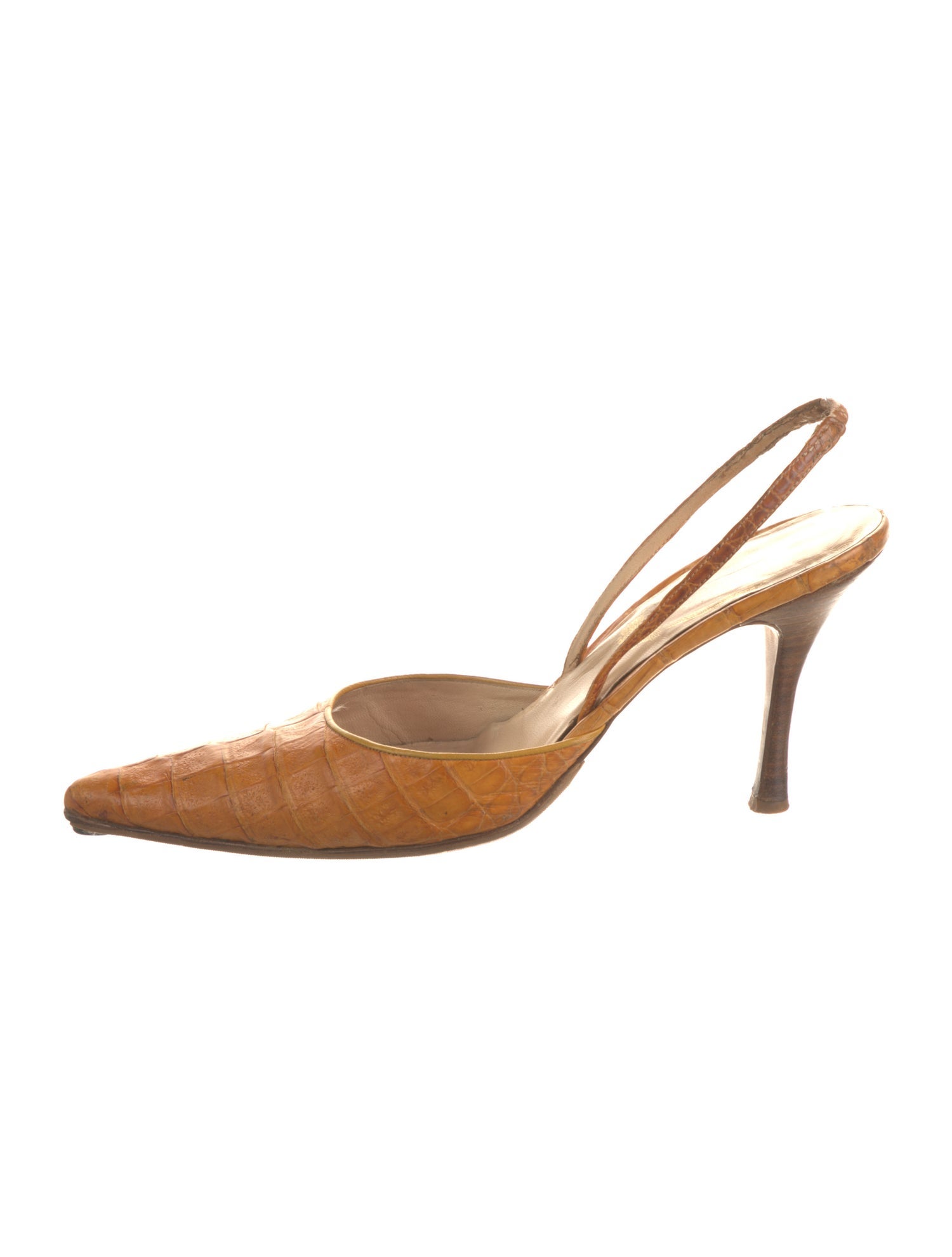 René Caovilla Crocodile Slingback Pumps