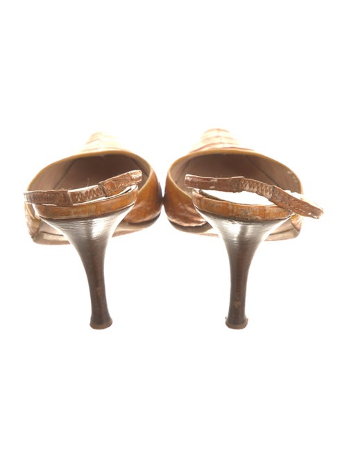 René Caovilla Crocodile Slingback Pumps