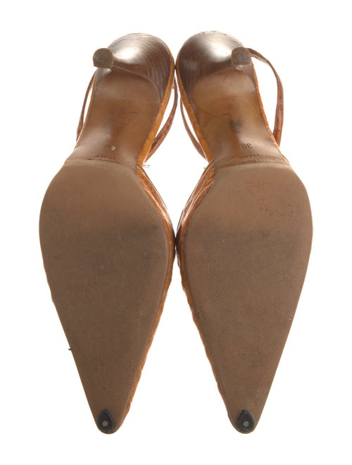 René Caovilla Crocodile Slingback Pumps