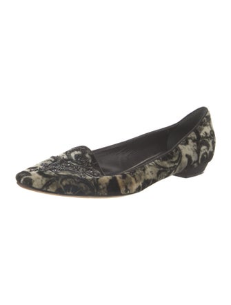 René Caovilla Velvet Printed Pumps