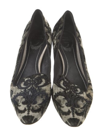 René Caovilla Velvet Printed Pumps