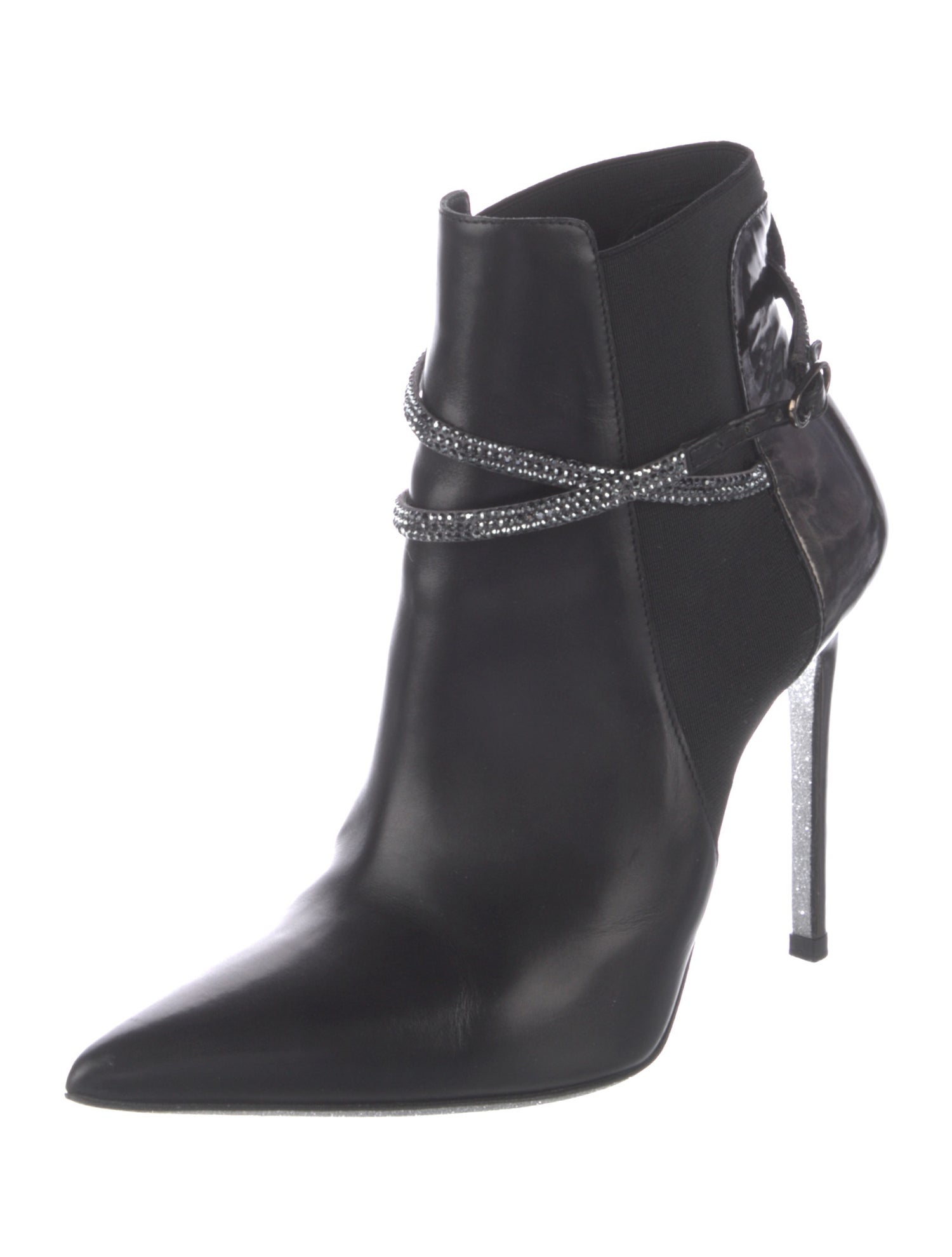 René Caovilla Leather Crystal Embellishments Boots