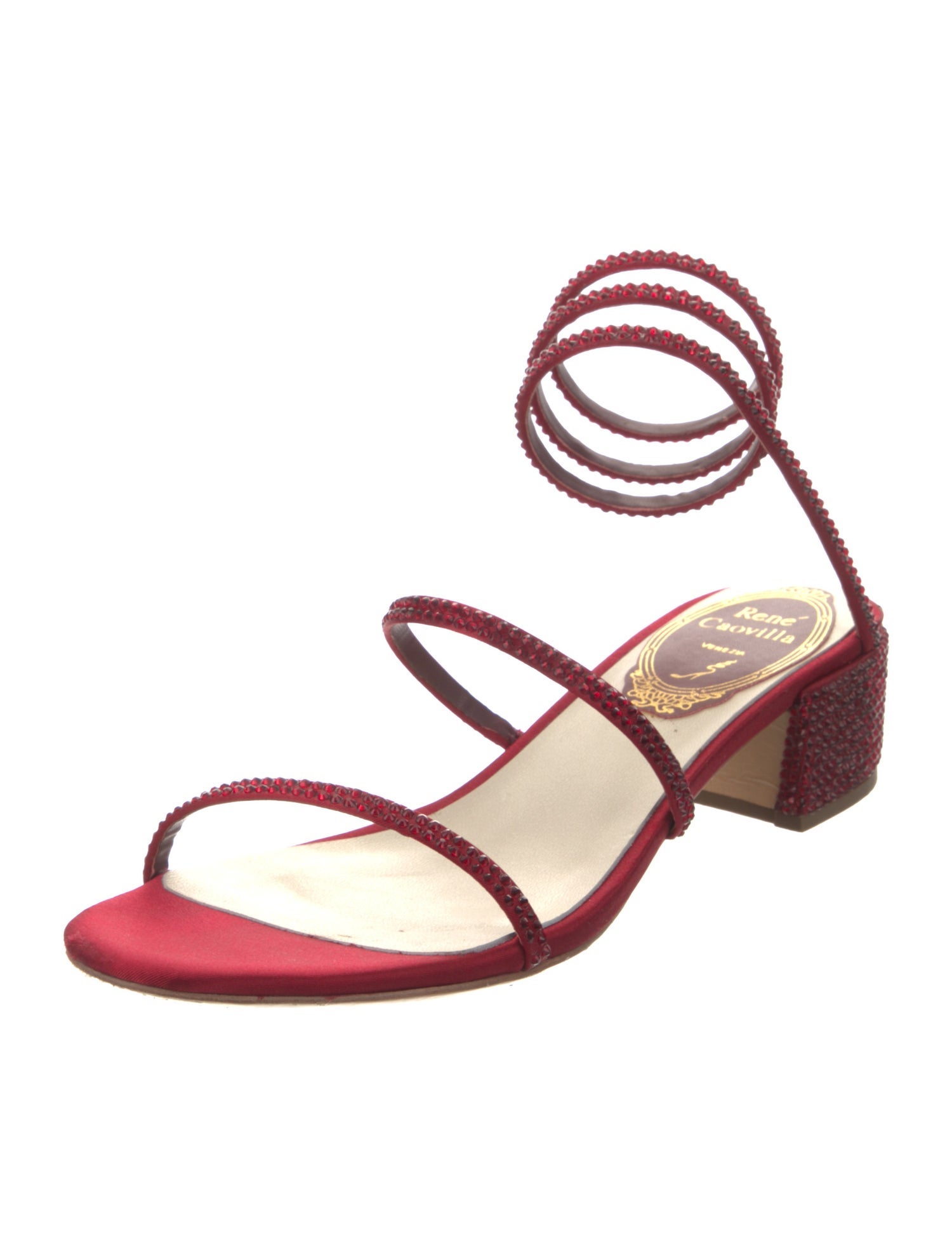 René Caovilla Leather Crystal Embellishments Gladiator Sandals