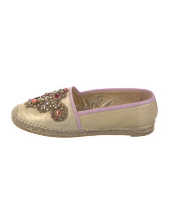 René Caovilla Leather Crystal Embellishments Espadrilles