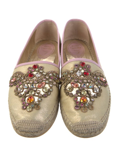 René Caovilla Leather Crystal Embellishments Espadrilles