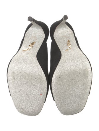 René Caovilla Suede Crystal Embellishments Slides