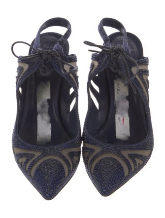 René Caovilla Mesh Crystal Embellishments Mules