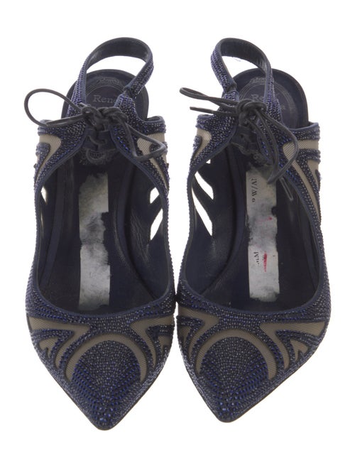 René Caovilla Mesh Crystal Embellishments Mules