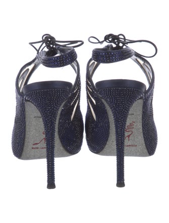 René Caovilla Mesh Crystal Embellishments Mules