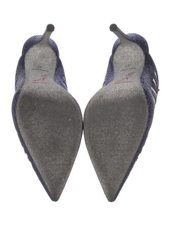 René Caovilla Mesh Crystal Embellishments Mules