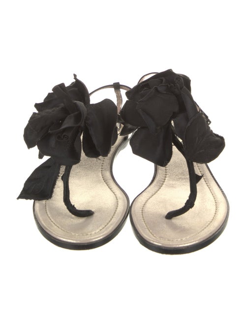 René Caovilla Ruffle Embellishment T-Strap Sandals