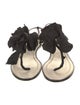 René Caovilla Ruffle Embellishment T-Strap Sandals