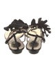 René Caovilla Ruffle Embellishment T-Strap Sandals