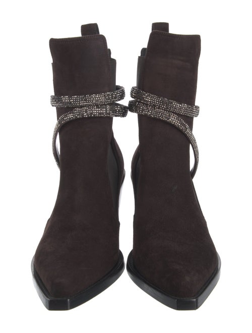 René Caovilla Suede Crystal Embellishments Sock Boots